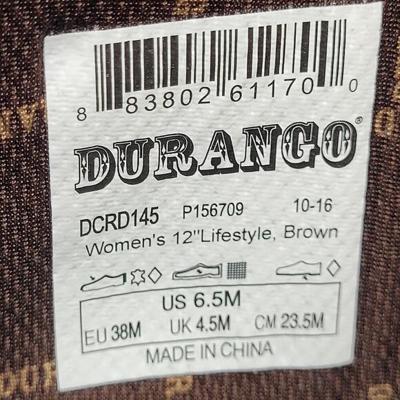 Durango Boots Women 6.5M Brown Faux Leather Western Cowboy Rodeo Cowgirl DCRD145 - Picture 11 of 12